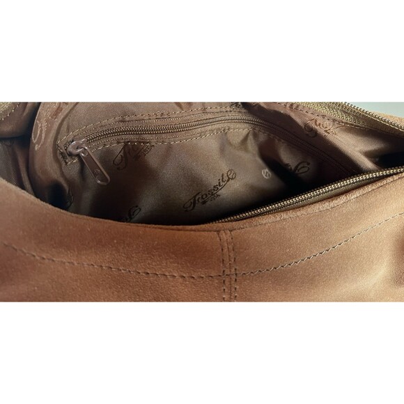 Vintage 90's Suede Fossil Hobo Bag With Vintage Fossil Key Charm - Picture 11 of 12